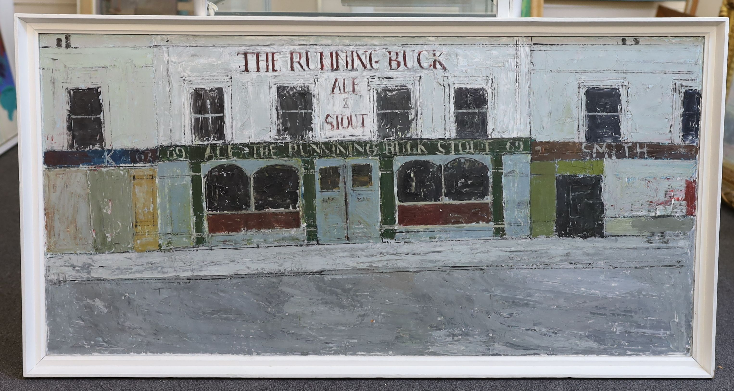 Brian Hagger (1935-2006), 'Façade', oil on board, 60 x 121cm